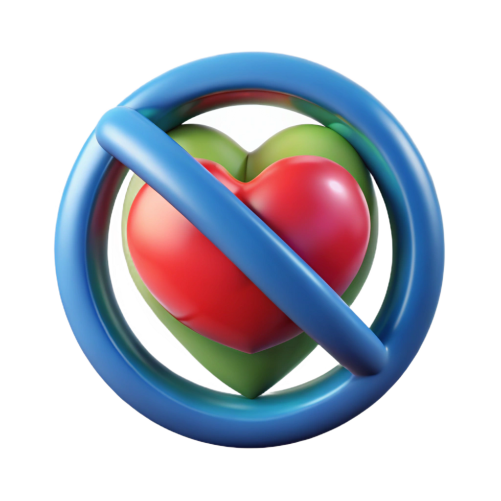 3D Render Heart Crossed Out Illustration png
