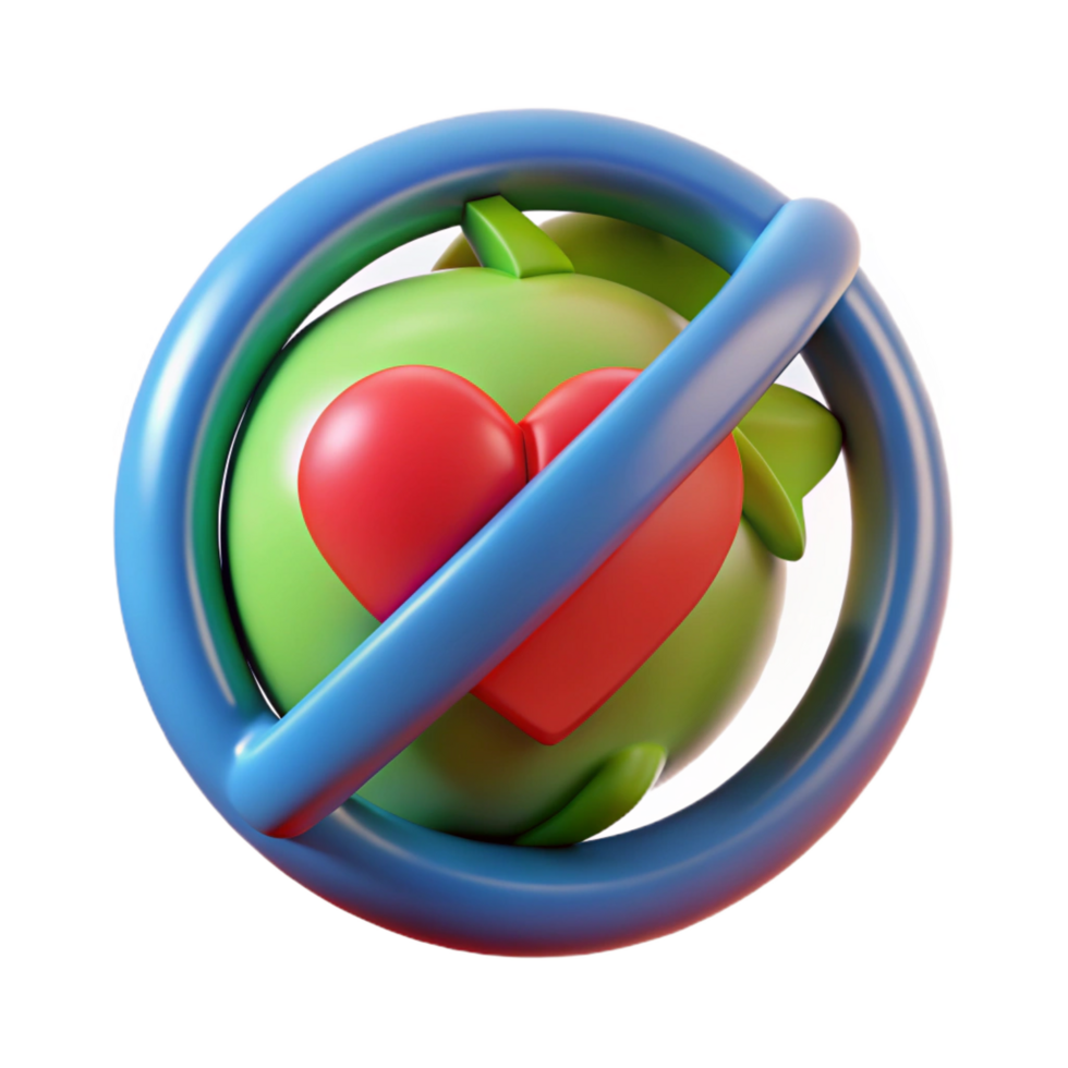 3D Render Green Planet No Love Illustration png