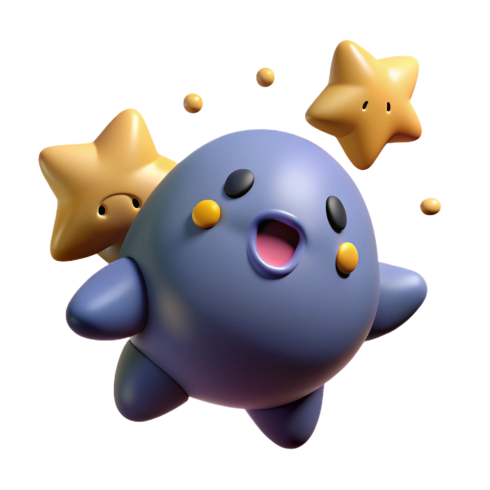 Joyful 3D Render of Cute Creature png