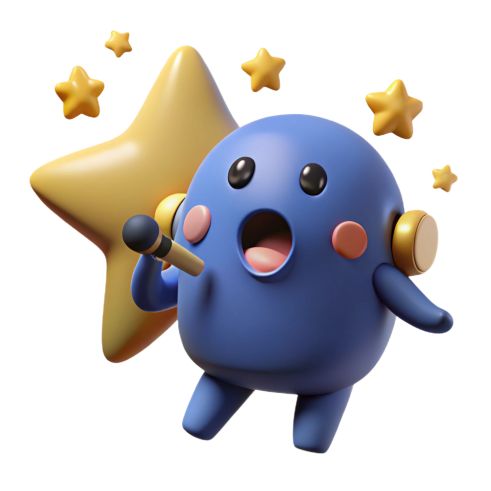 Singing 3D Cartoon Character Illustration png