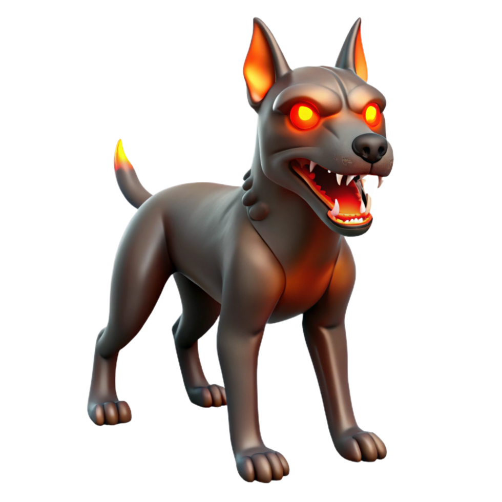 Fiery Canine 3D Render png