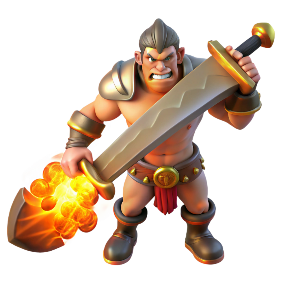 Fierce 3D Barbarian Warrior Illustration png