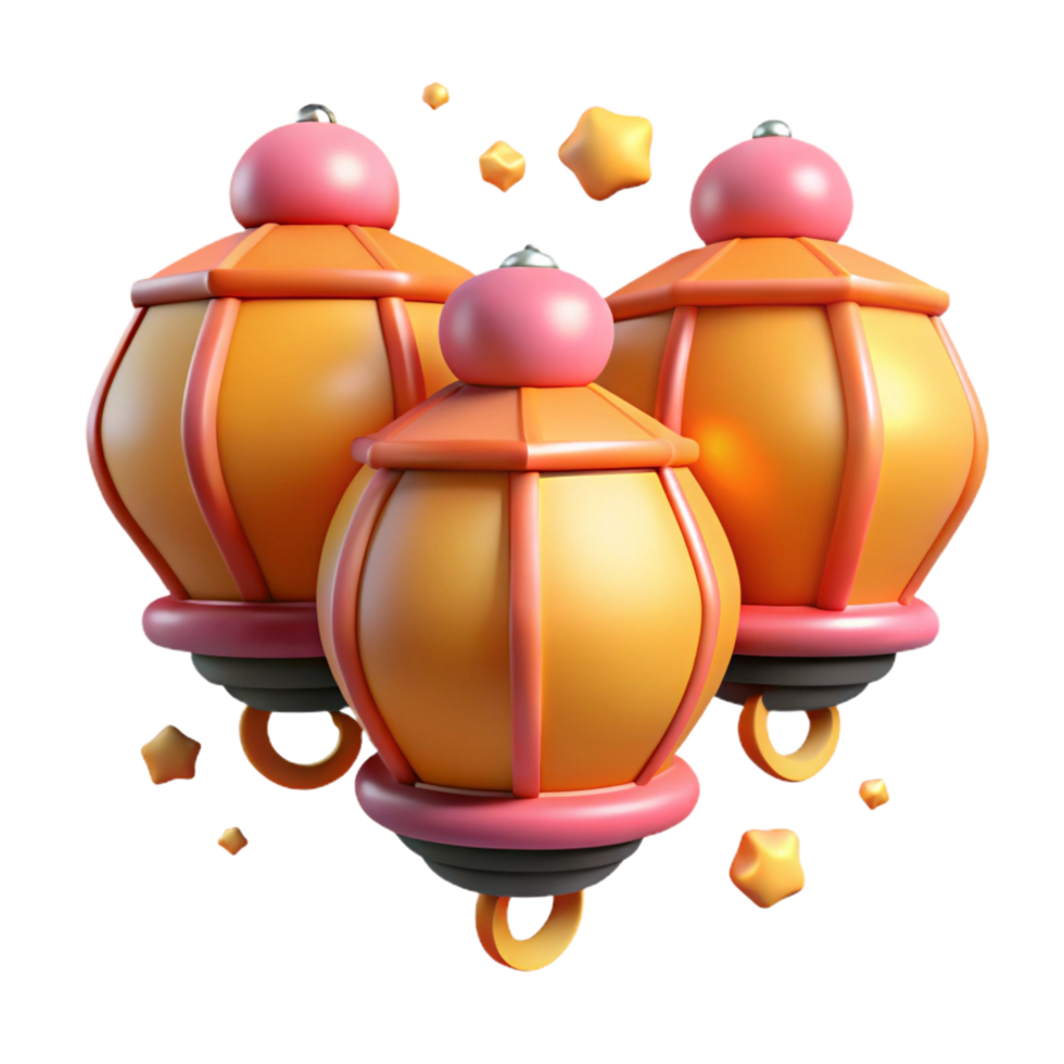 3D Render of Festive Lanterns png