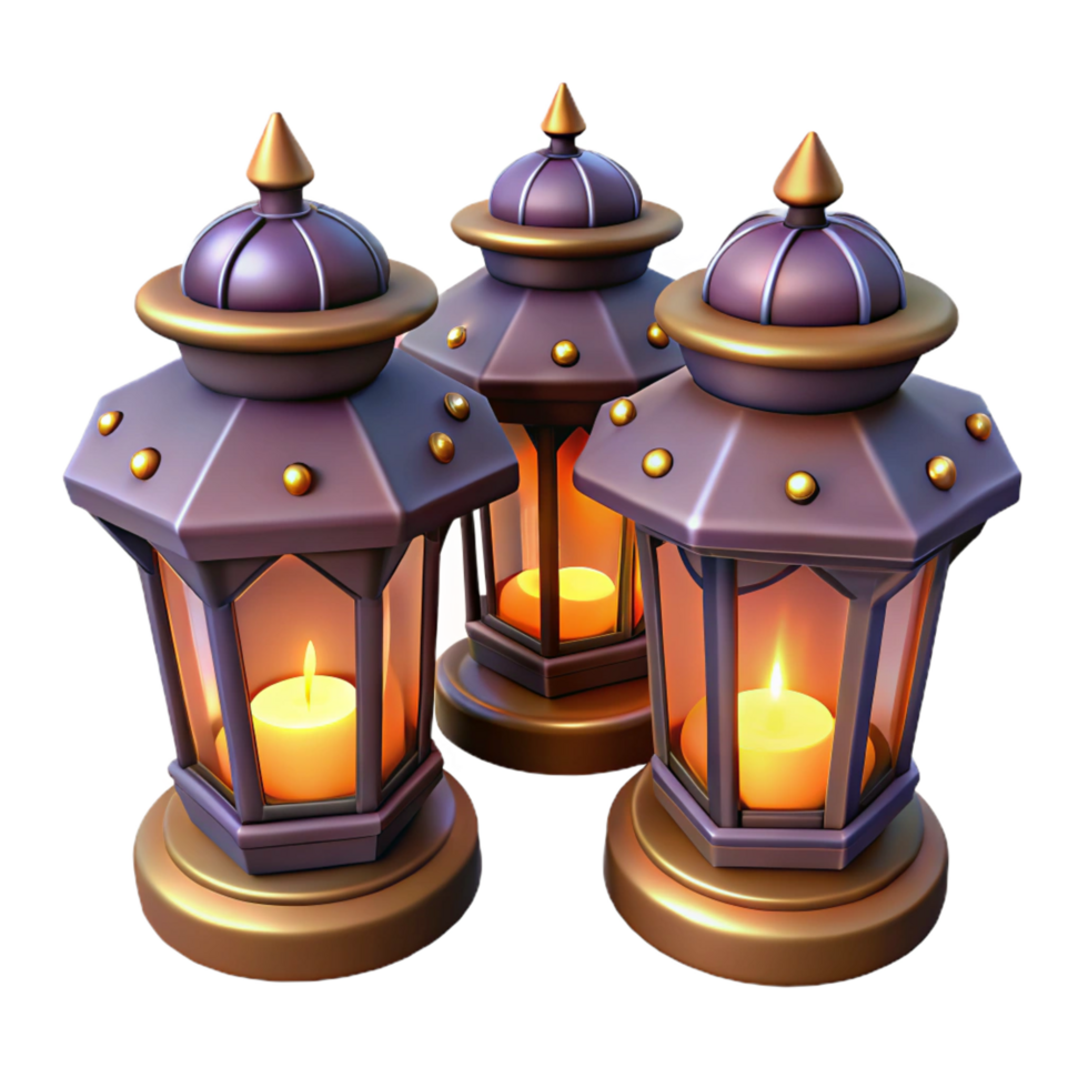 3D Render of Luminous Lanterns png