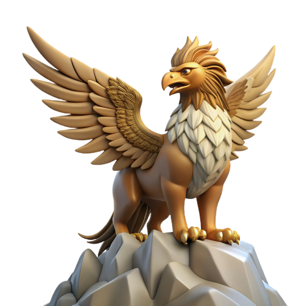 Golden Gryphon 3D Render png