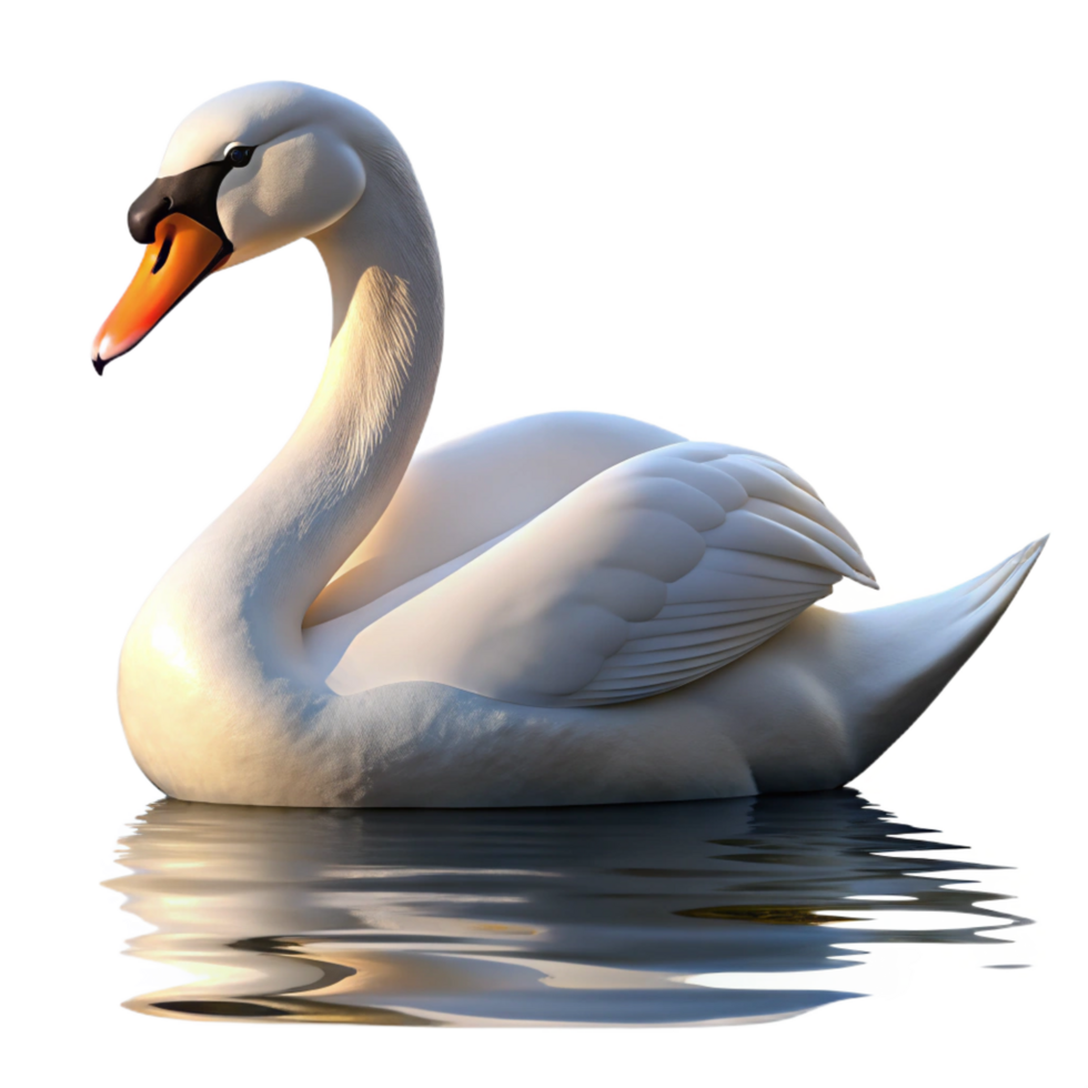 Elegant White Swan 3D Render png