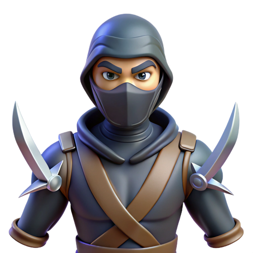 3D Cartoon Ninja Warrior Illustration png