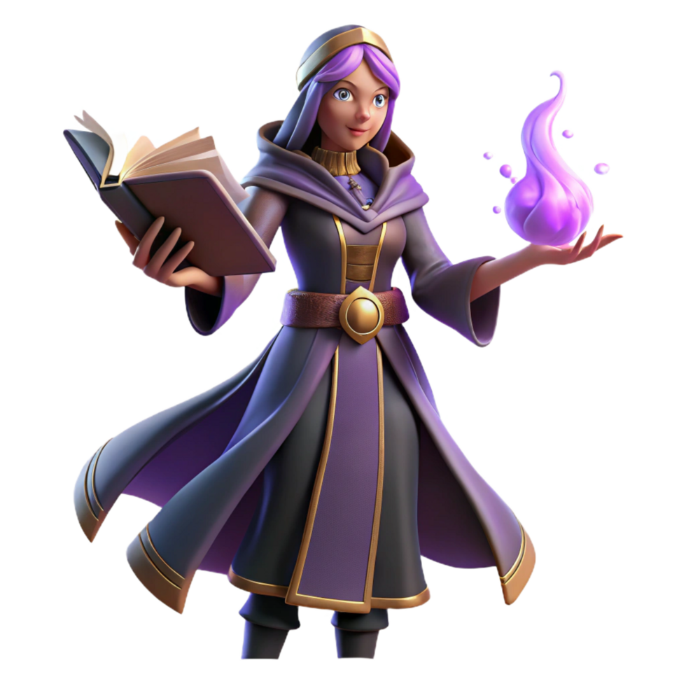 Fantasy 3D Render of a Female Mage png