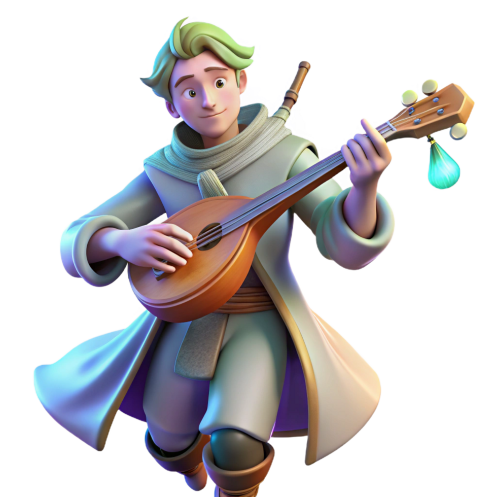 3D Render of a Fantasy Bard png