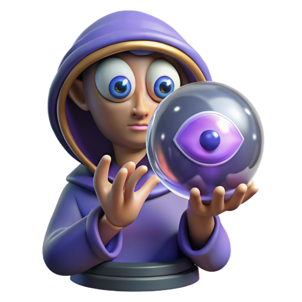 3D Render Wizard with Crystal Ball png