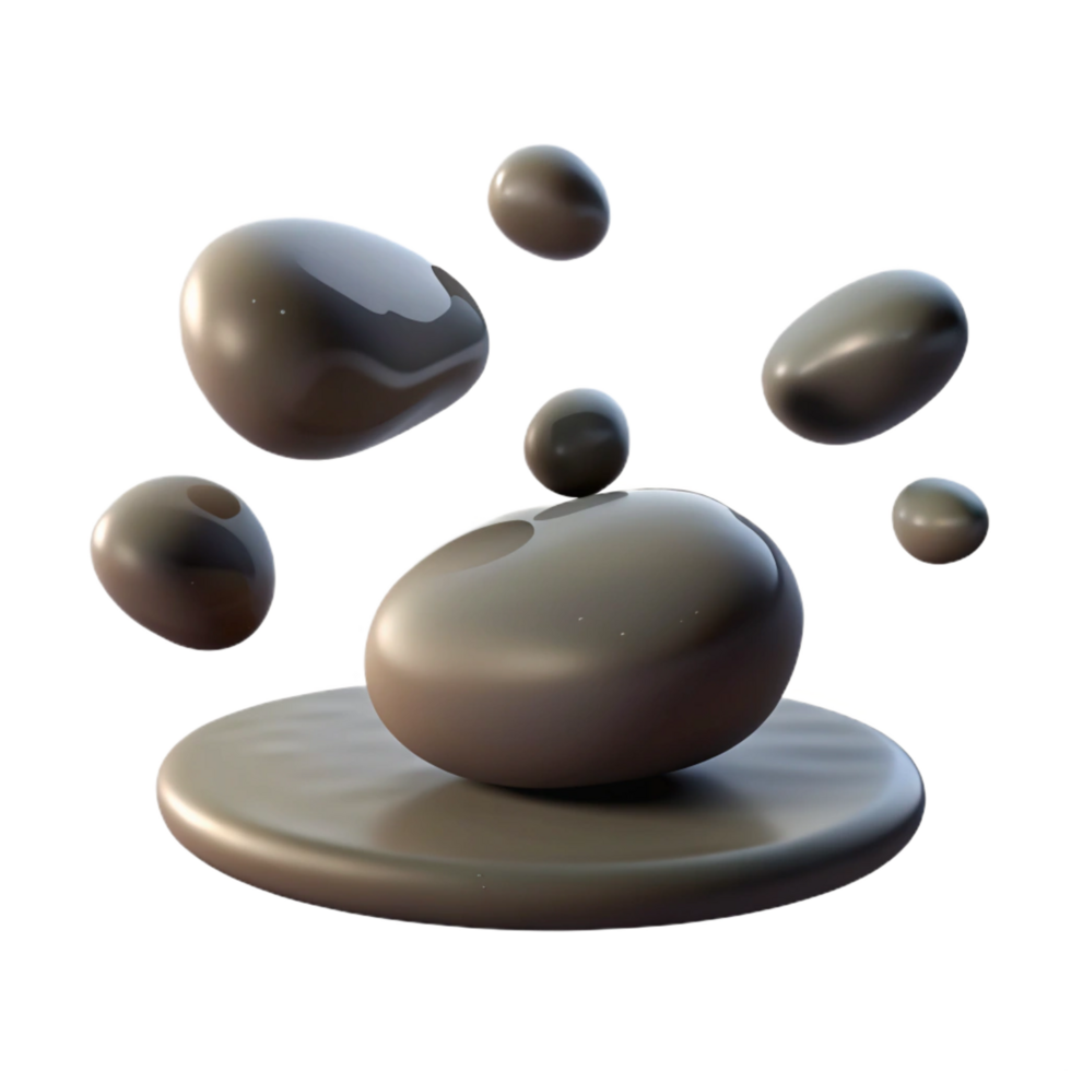 Abstract 3D Render of Floating Pebbles png