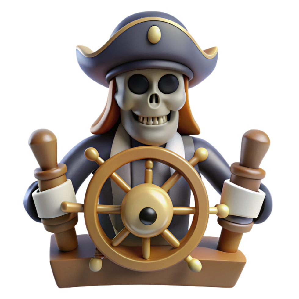 3D Cartoon Skeleton Pirate Captain png