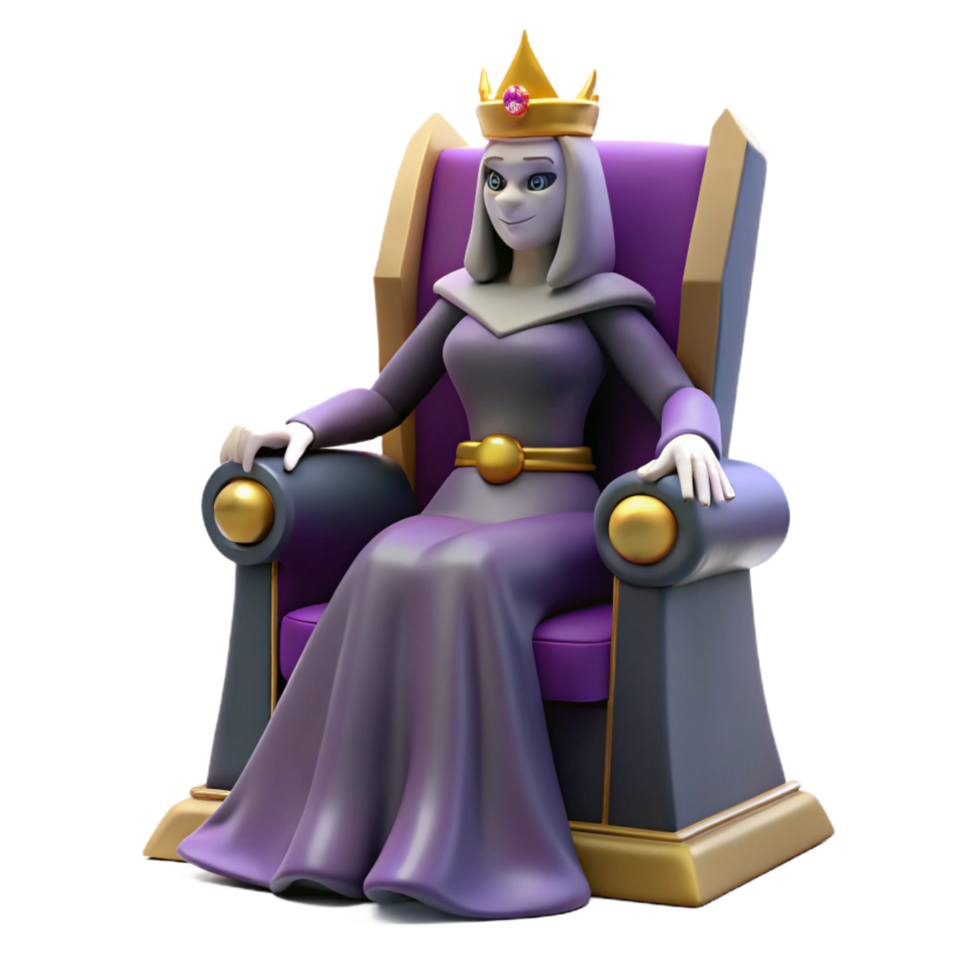 3D Cartoon Queen on Throne png