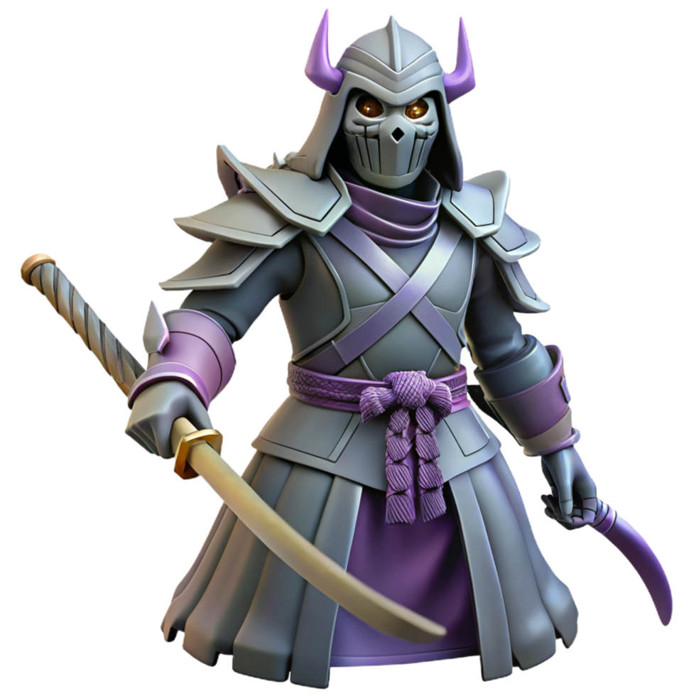 3D Render of a Skeletal Samurai Warrior png