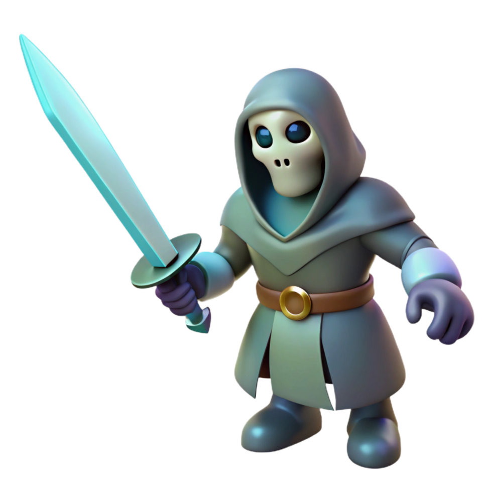 3D Render Cartoon Skeleton Warrior png