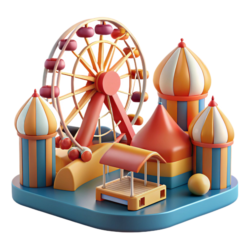 Amusement Park Ferris Wheel 3D Render png