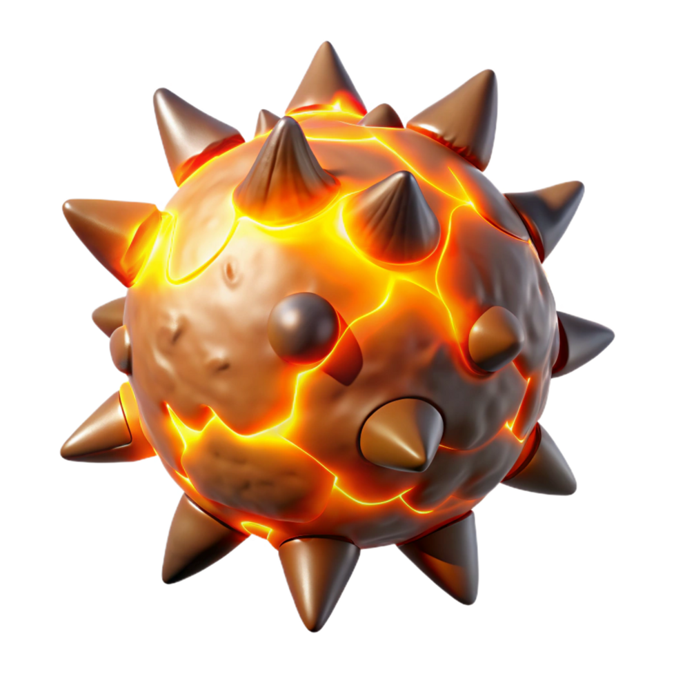 Glowing Spiked Sphere 3D Render png