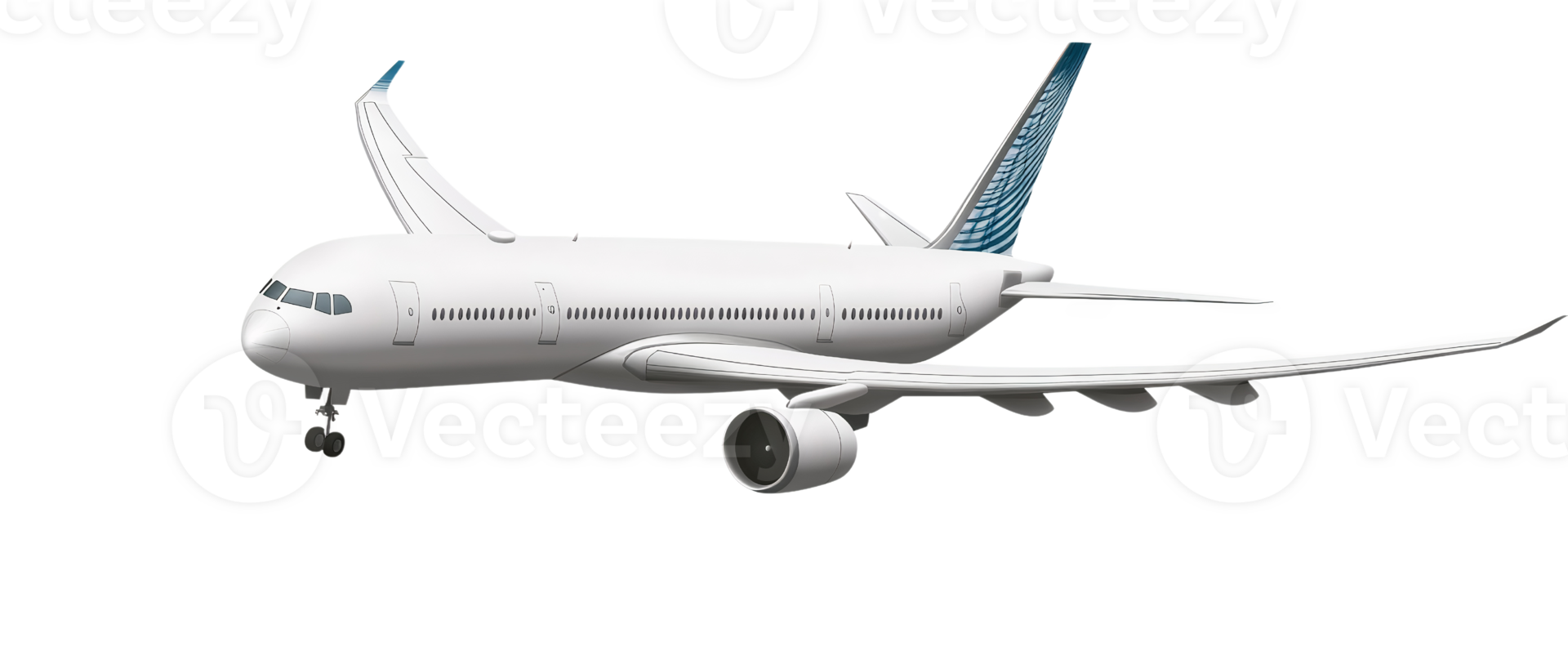 Airplane white passenger jet on transparent background png