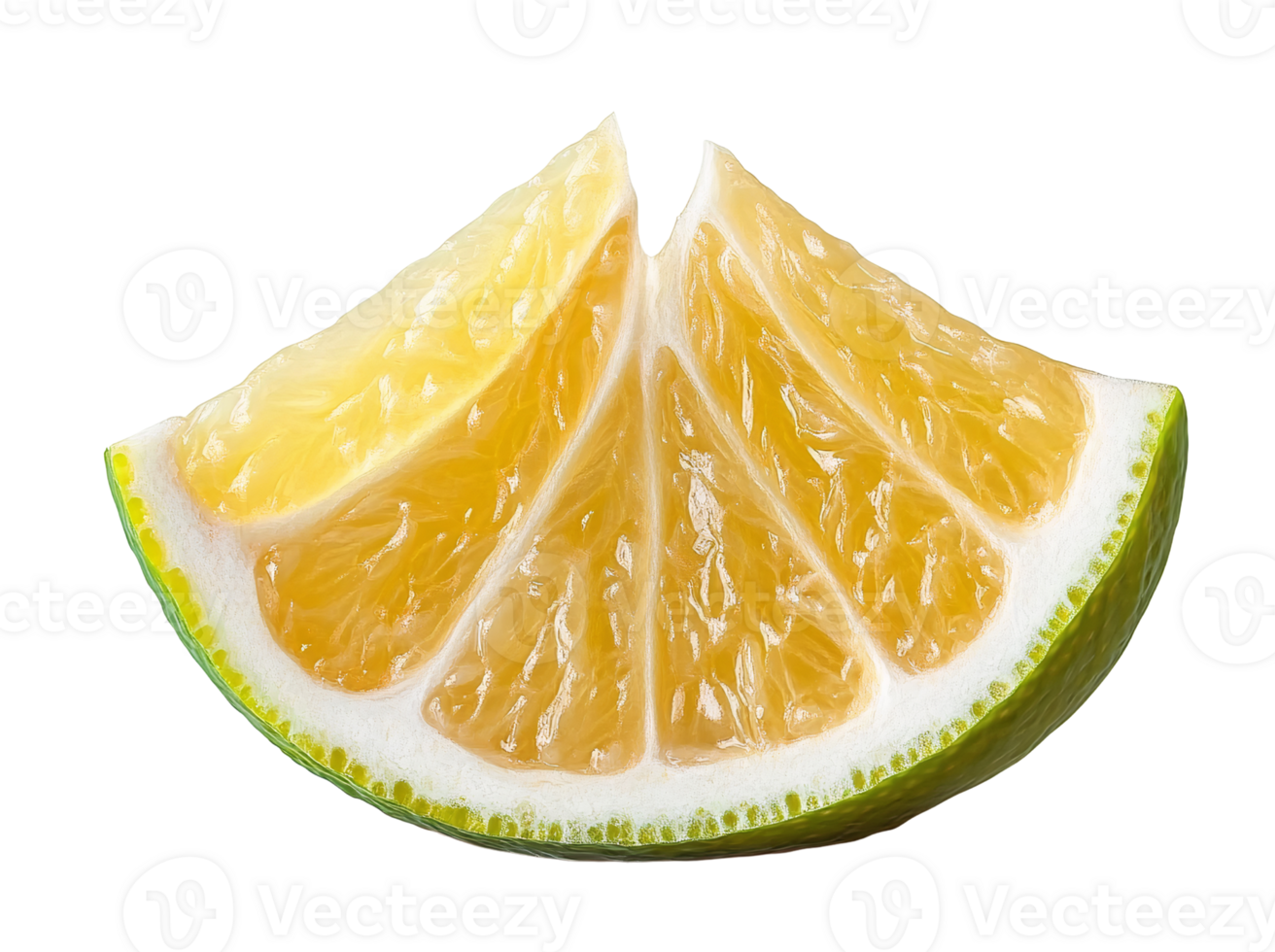 Lime slice segment with yellow pulp isolated on transparent background png