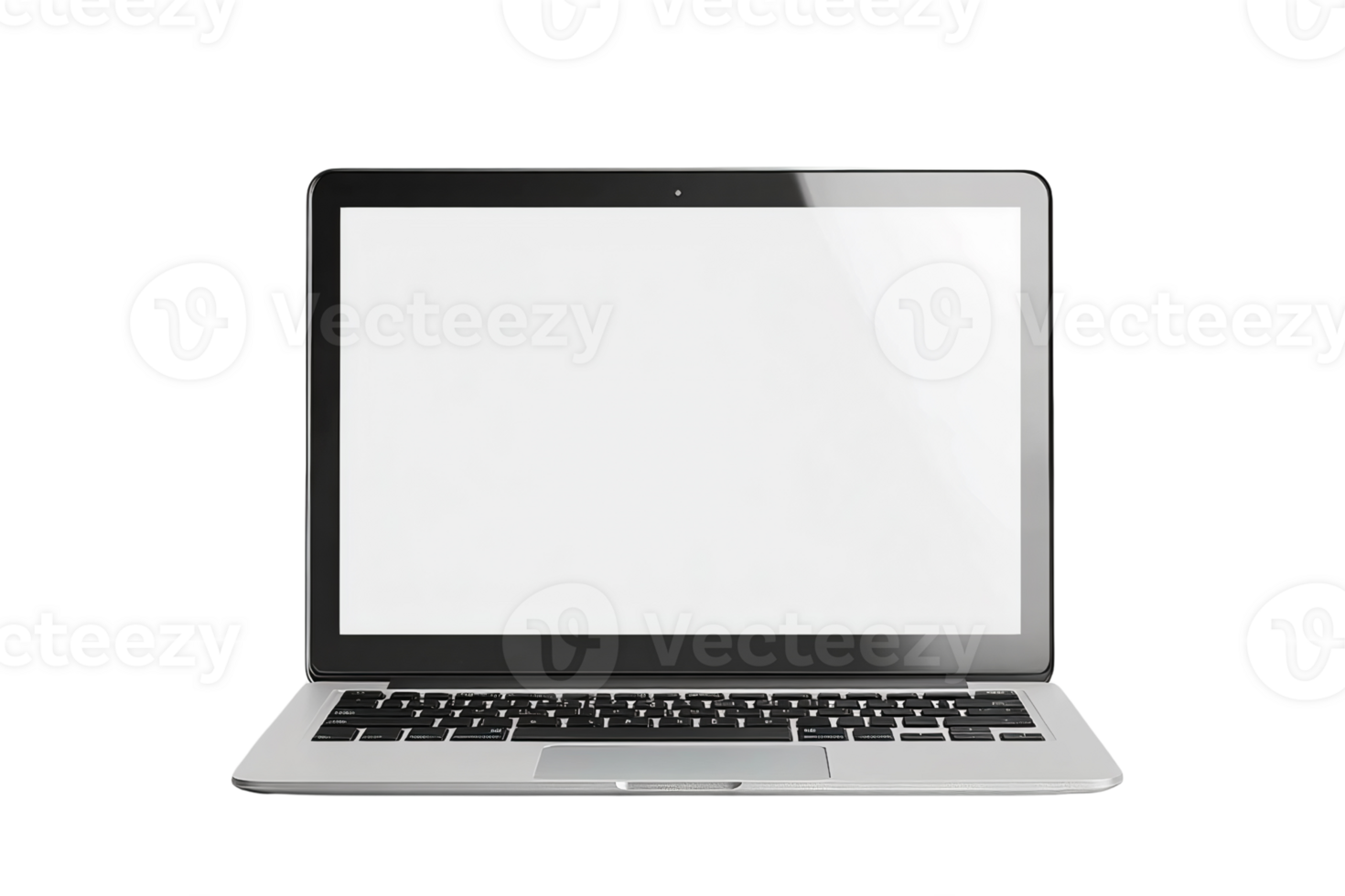 Realistic Silver Laptop with Empty Monitor on Transparent Background png
