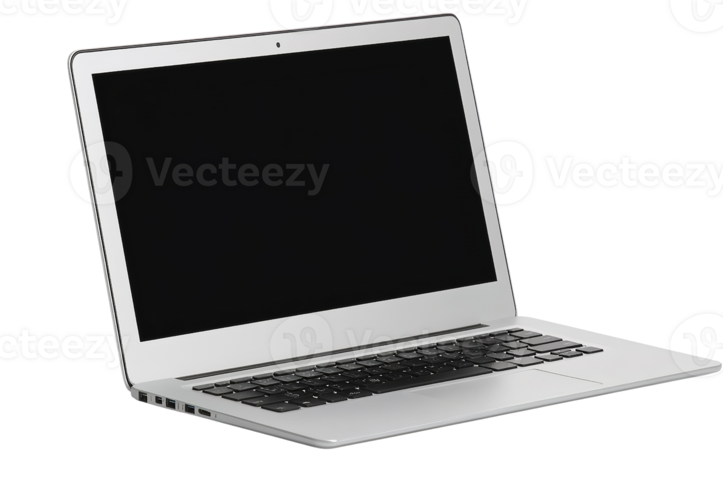 Silver laptop computer on transparent background png