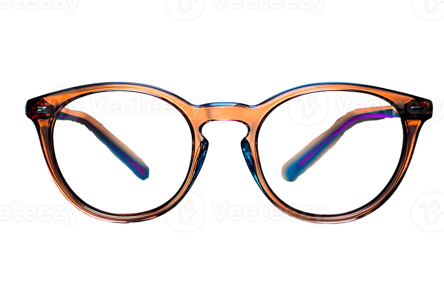 Round brown glasses on transparent background png