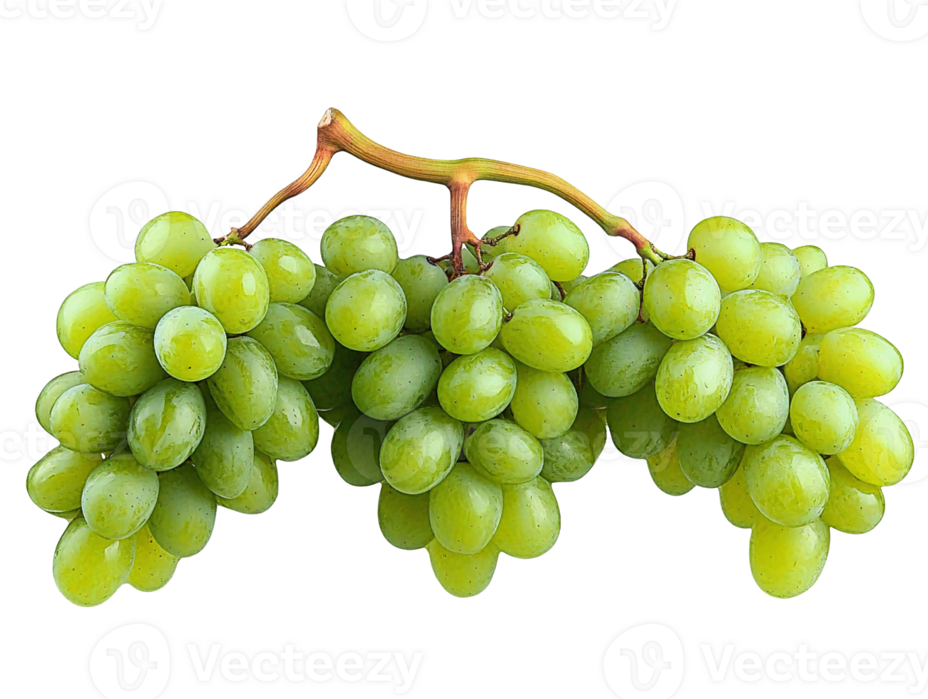 Green grapes bunch isolated on transparent background png