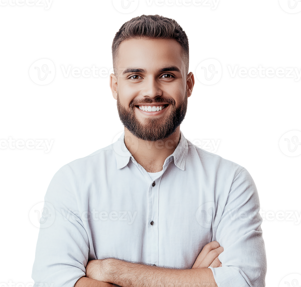 Smiling man with beard on transparent background png