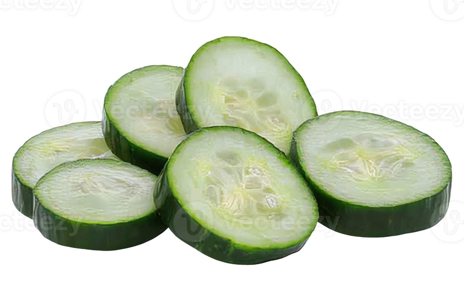 Refreshing Cucumber Slices in Neat Arrangement on Transparent Background png