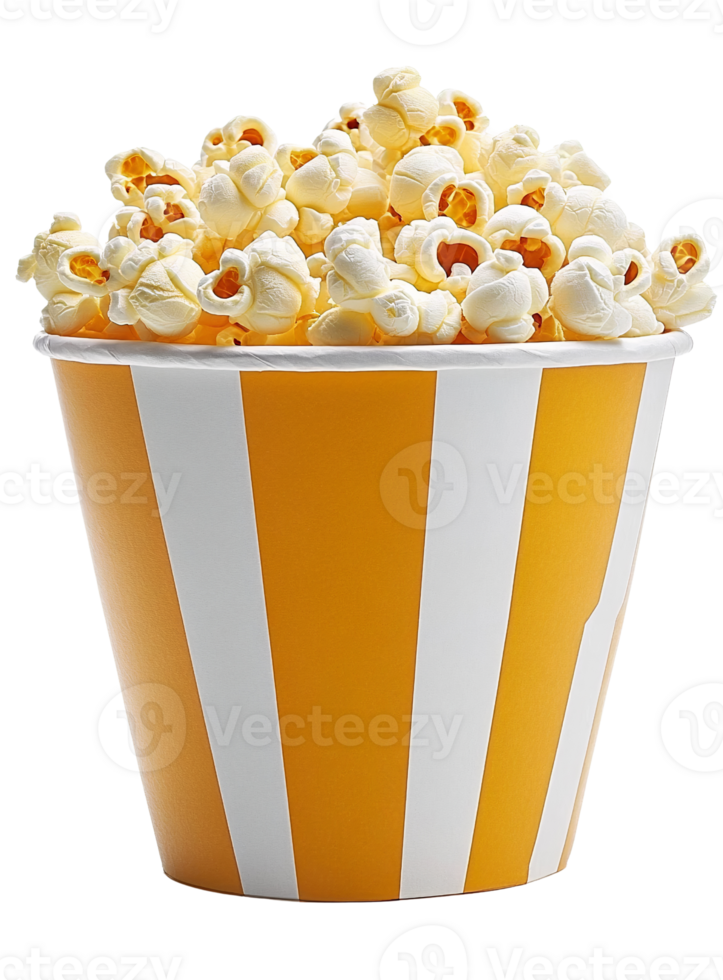 Overflowing Popcorn Bucket with Stripes on Transparent Background png
