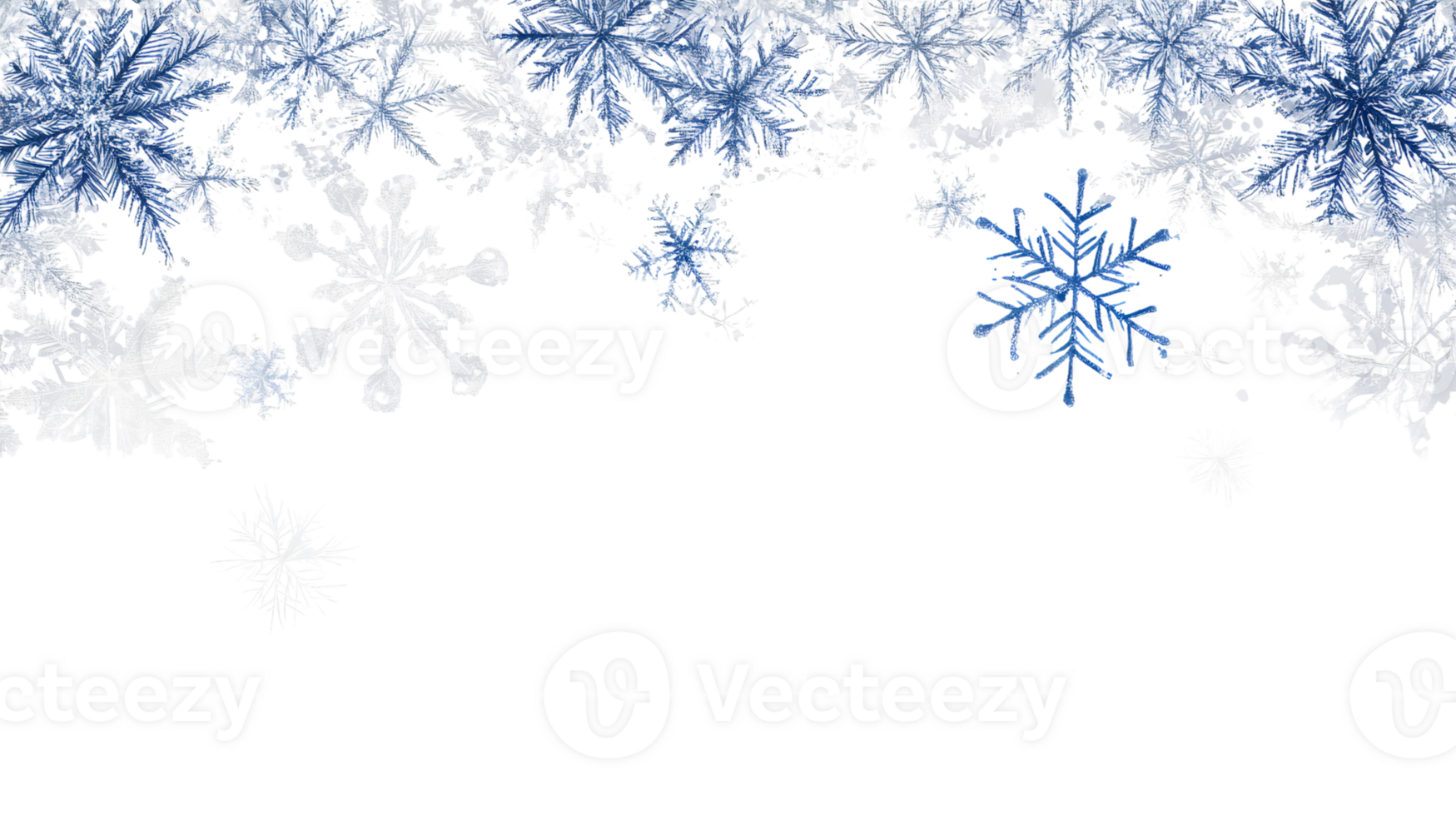 Blue and white snowflakes on transparent background png