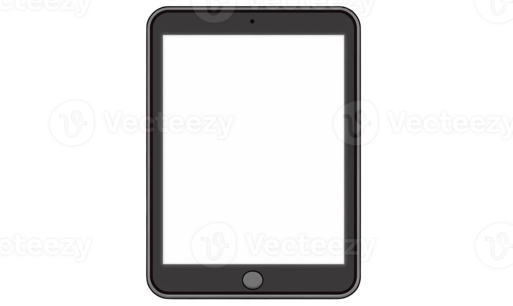 Tablet computer mockup with blank white screen on transparent background png