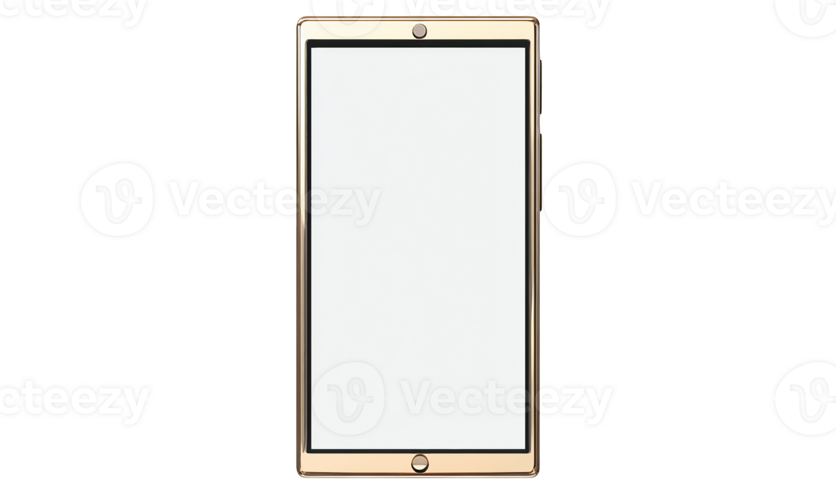 Gold smartphone mockup with blank screen on transparent background png