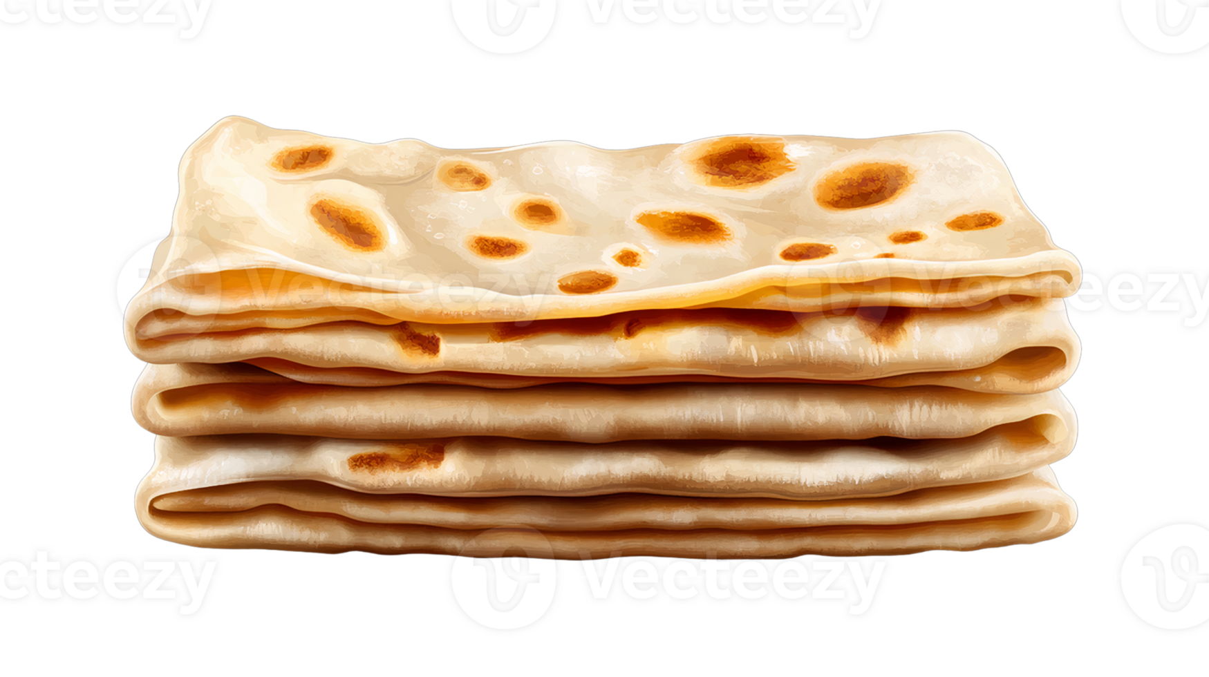 Flatbread stack on transparent background png