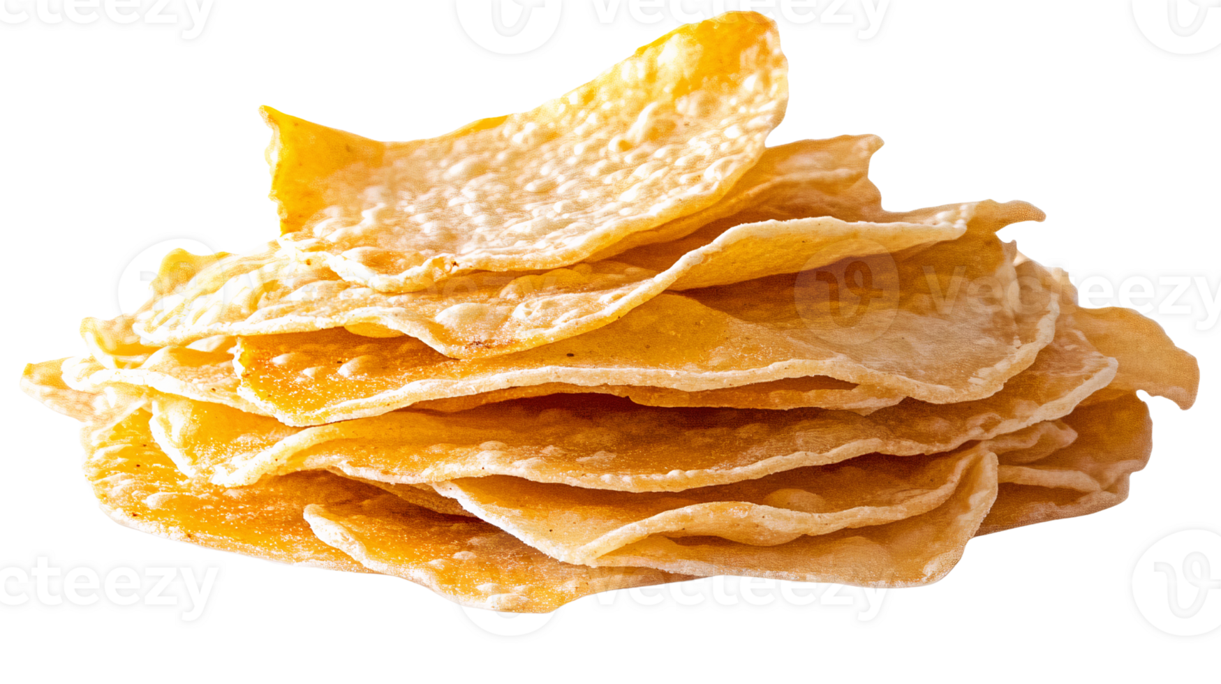 Golden corn tortillas stack on transparent background png
