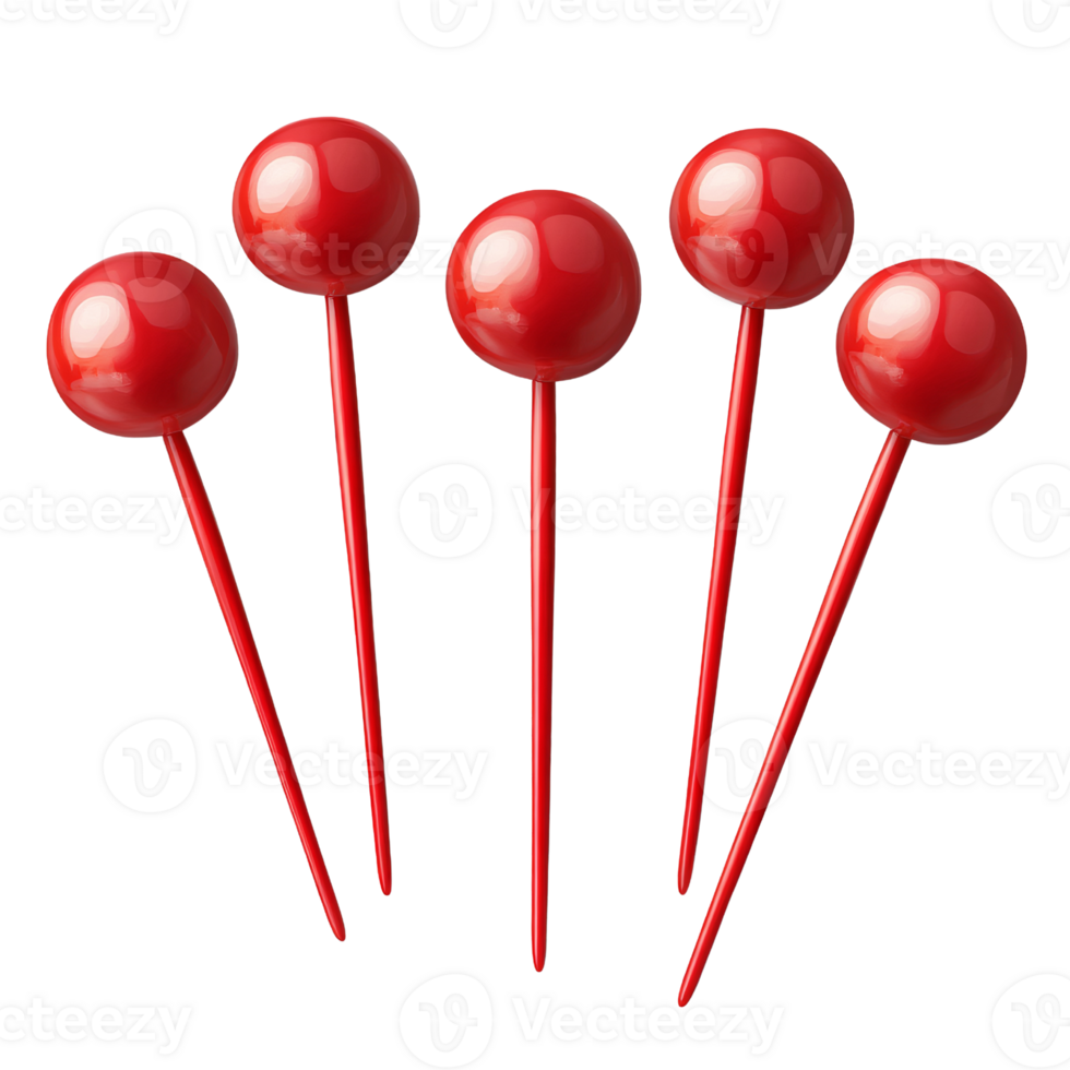 Red lollipop candies on sticks on transparent background png