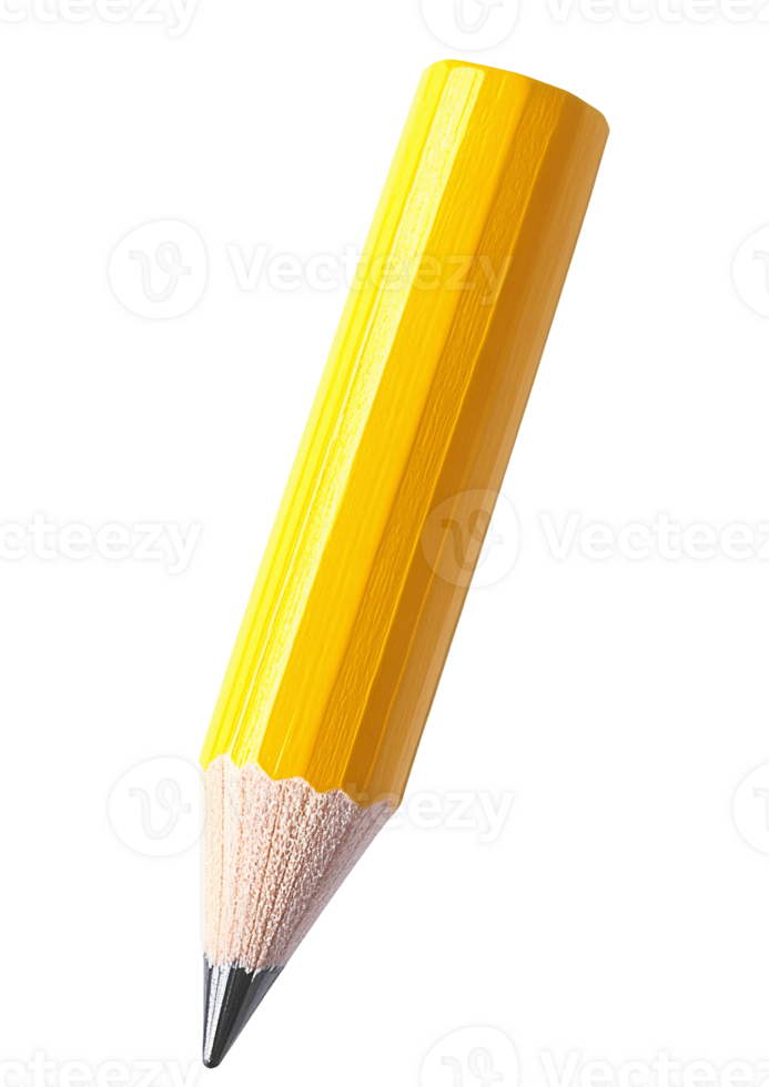 Yellow pencil on transparent background close-up png