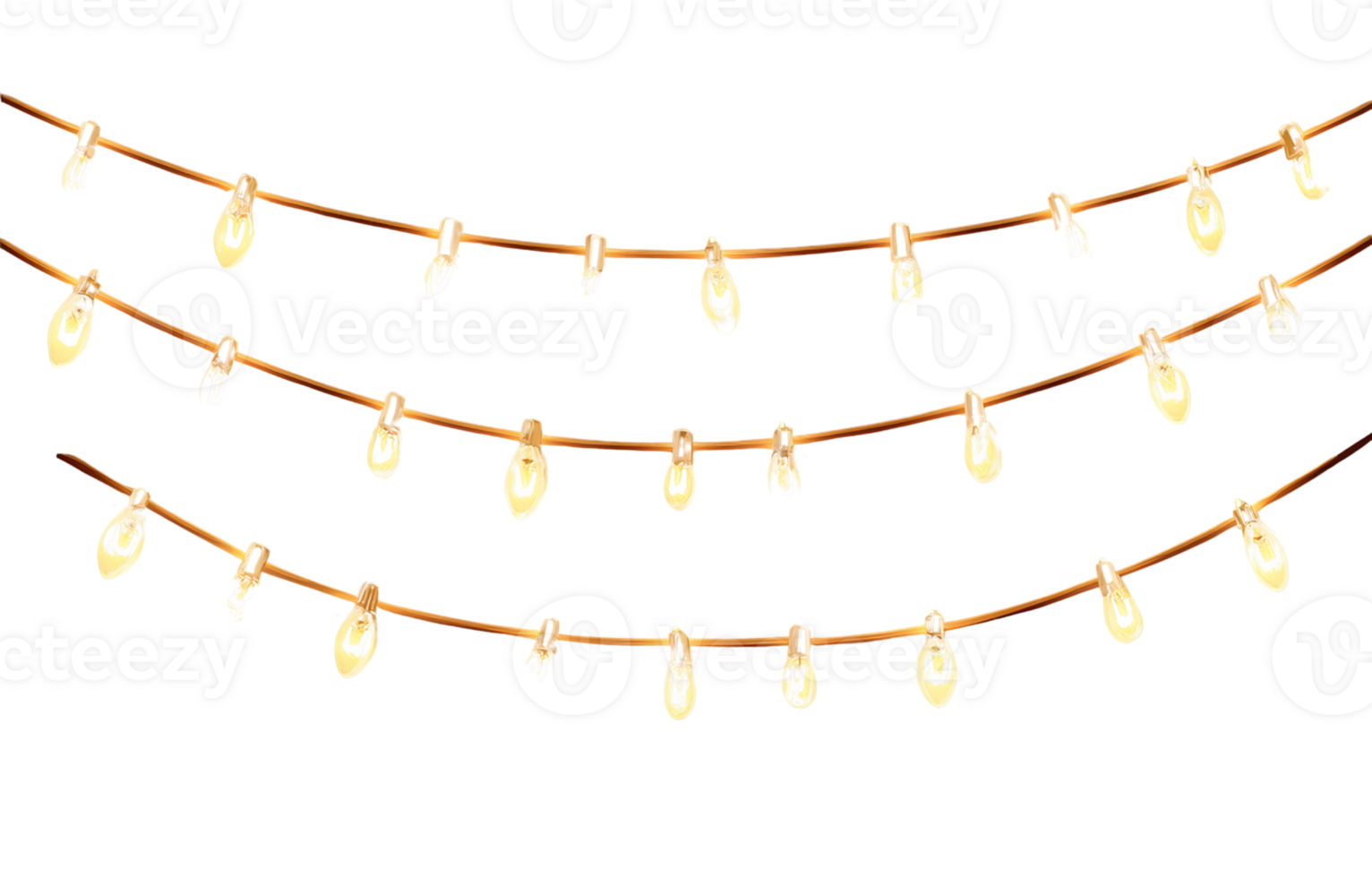 Warm white string lights on transparent background png