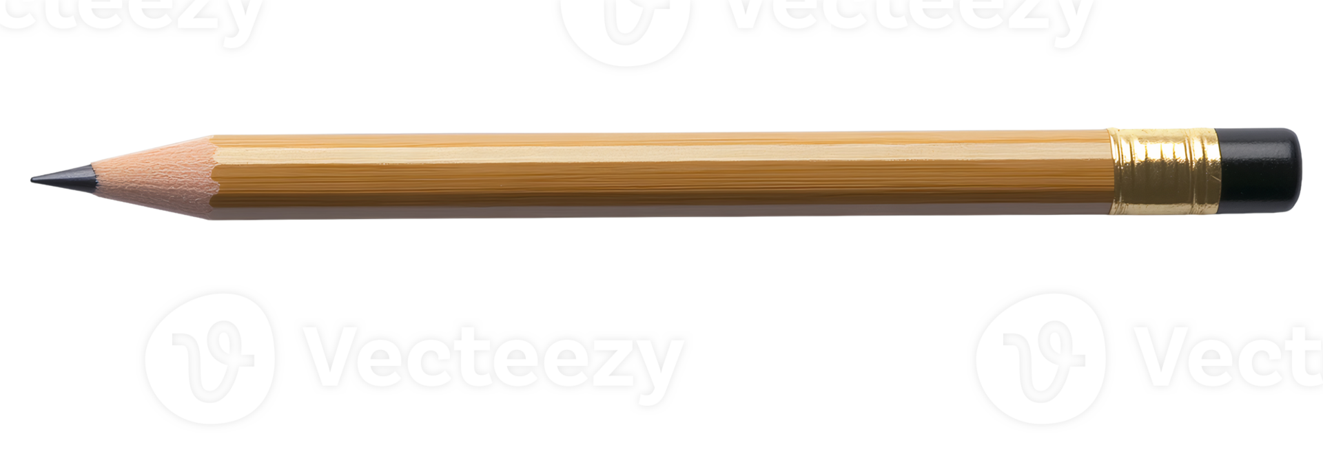 Bamboo pencil with gold band isolated on transparent background png
