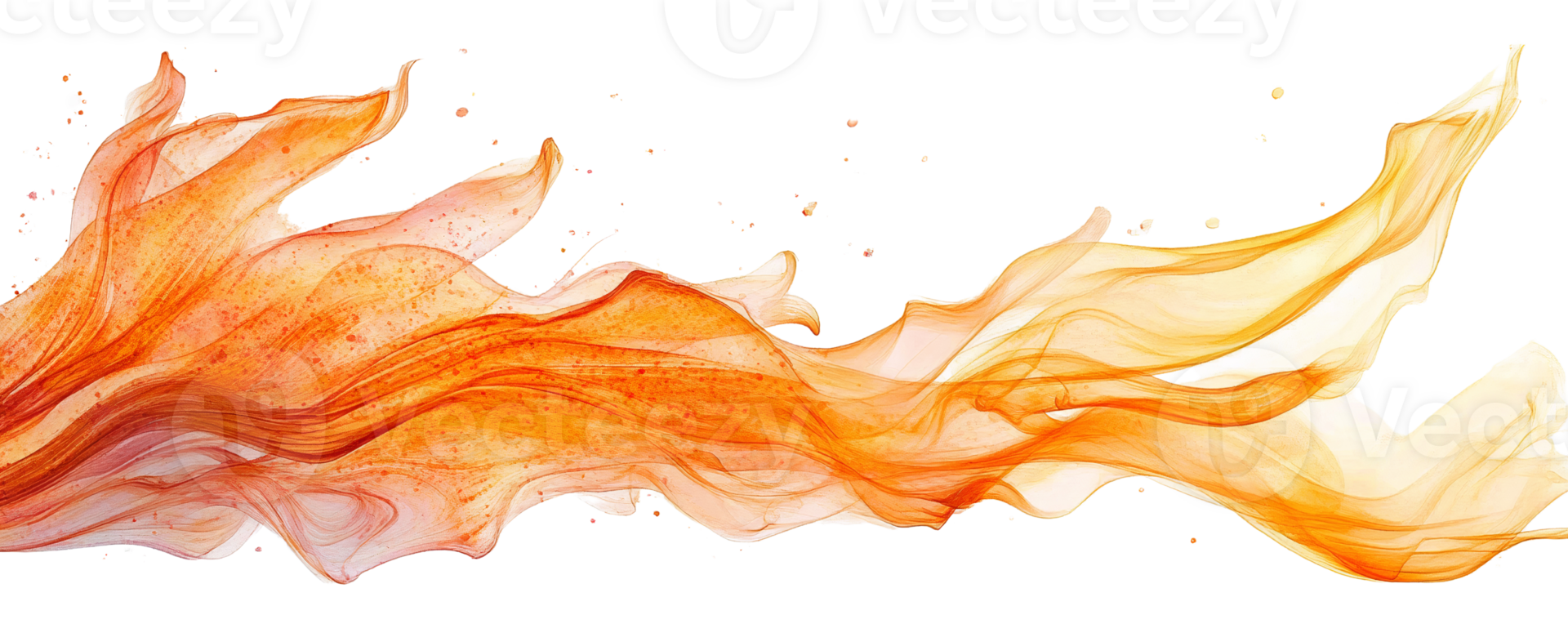 Orange abstract flowing fabric on transparent background png