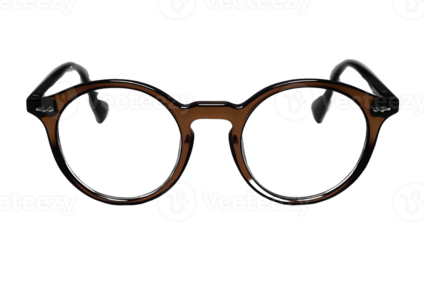Brown round eyeglasses on transparent background png