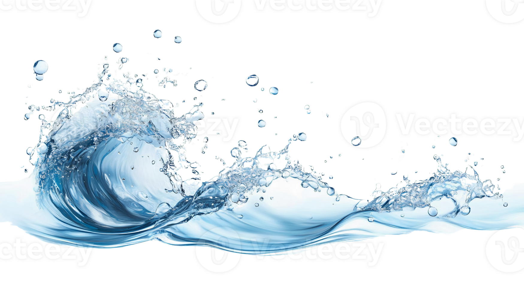 Refreshing Water Wave with Droplets on Transparent Background png