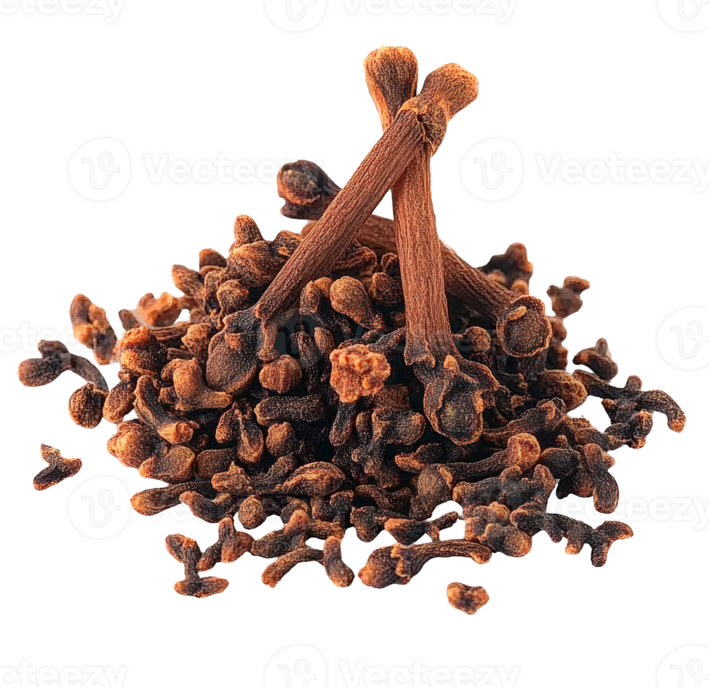 Cloves spice pile on transparent background png