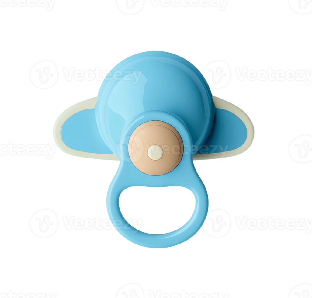 Baby pacifier blue and beige silicone soother isolated on transparent background png