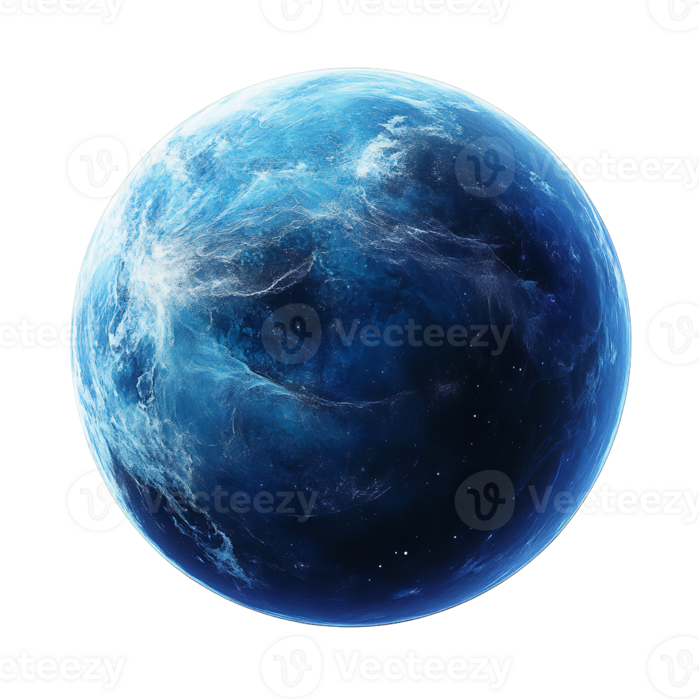 Blue planet digital art on transparent background png