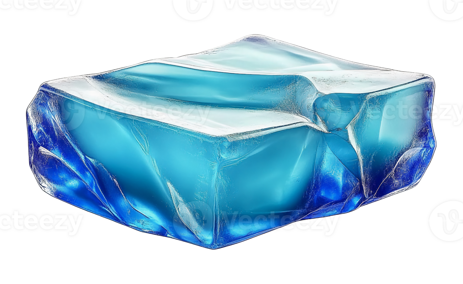Blue ice cube 3d render on transparent background png