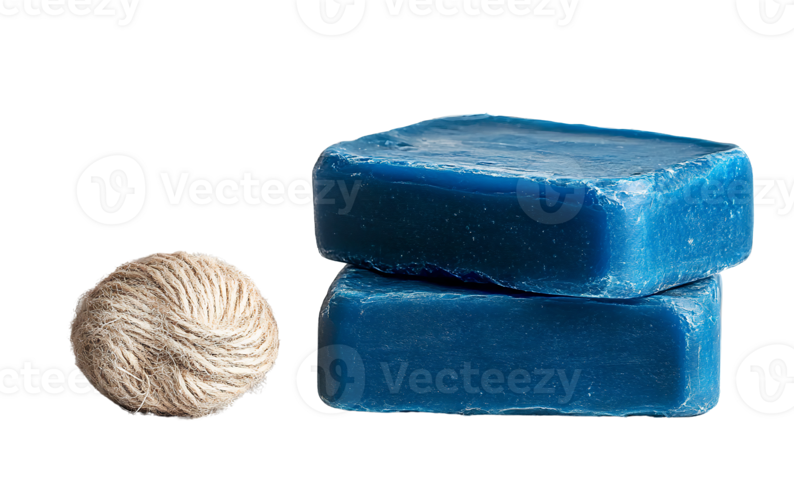 Blue soap bars with jute yarn ball on Transparent Background png