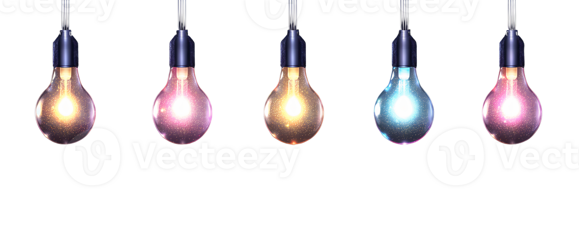 Glowing light bulbs on Transparent Background png