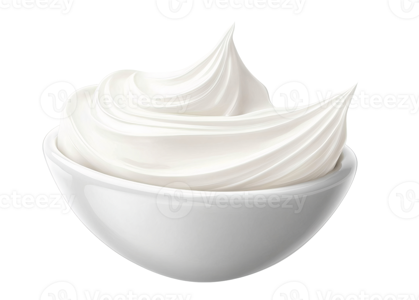 Creamy whipped cream in bowl on transparent background png