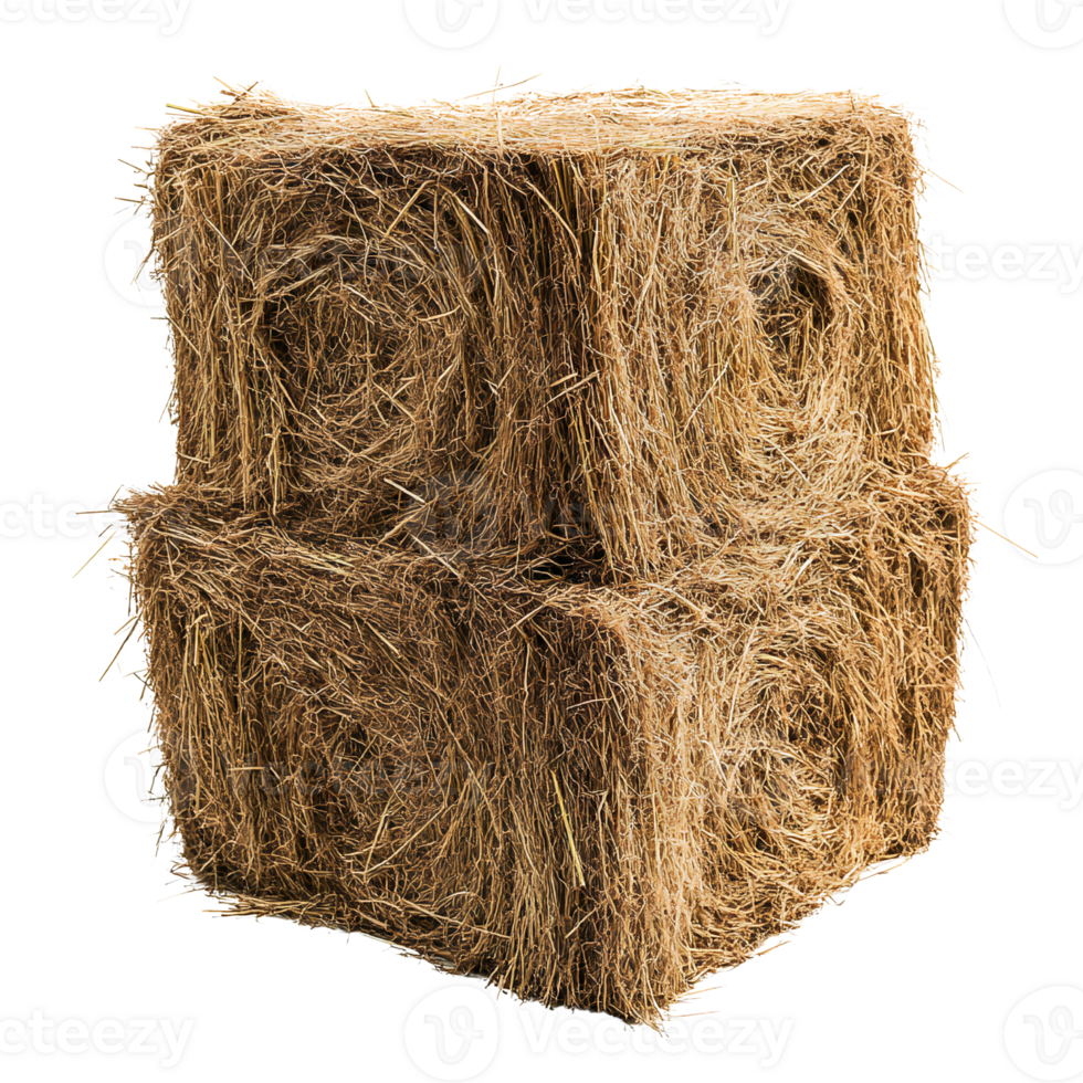 Hay bales cube stacked on transparent background png